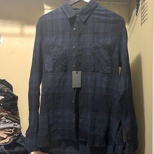 John Varvatos name brand navy flannel new with tags thin 100% cotton flannel
